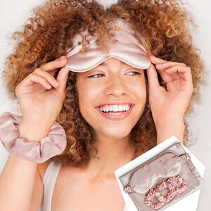 Zoe Ayla Silky Pillowcase Eye Mask Scrunchies Sleep Set Pink
